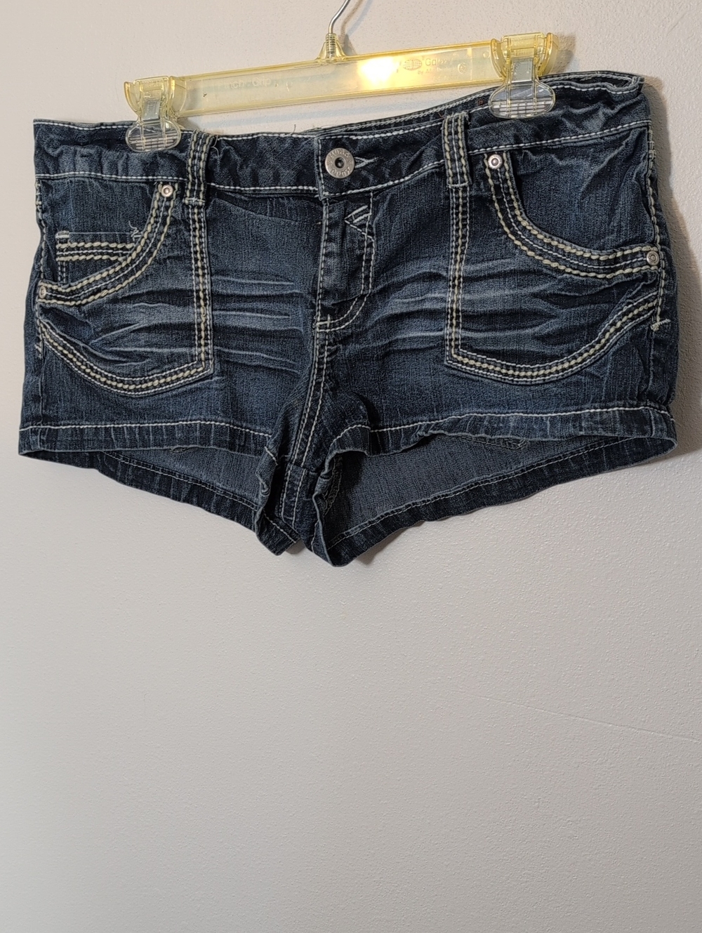 Mudd Dark Blue Distressed Denim Shorts